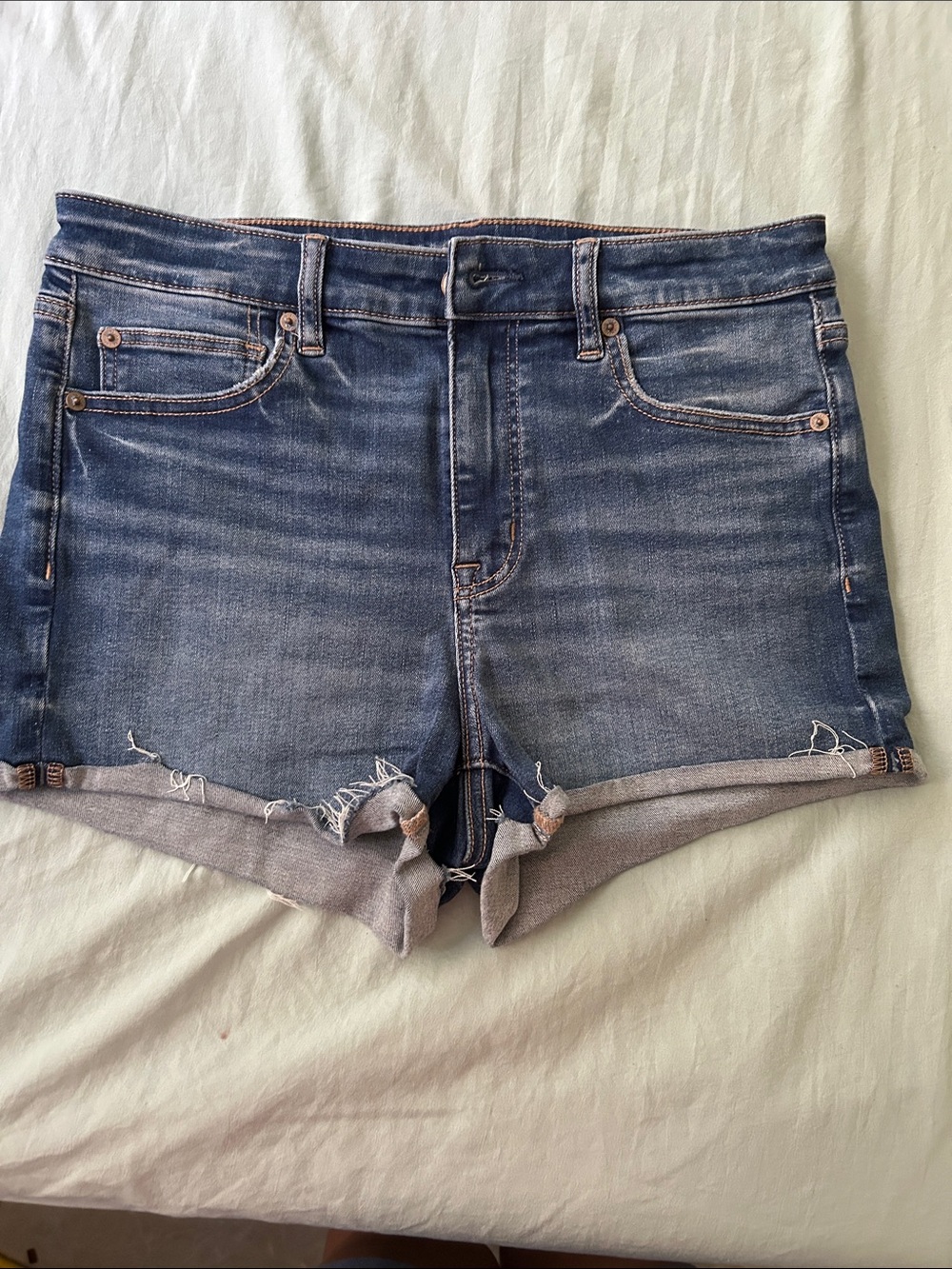 American Eagle Outfitters Distressed Dark Blue Denim Cutoff Shorts